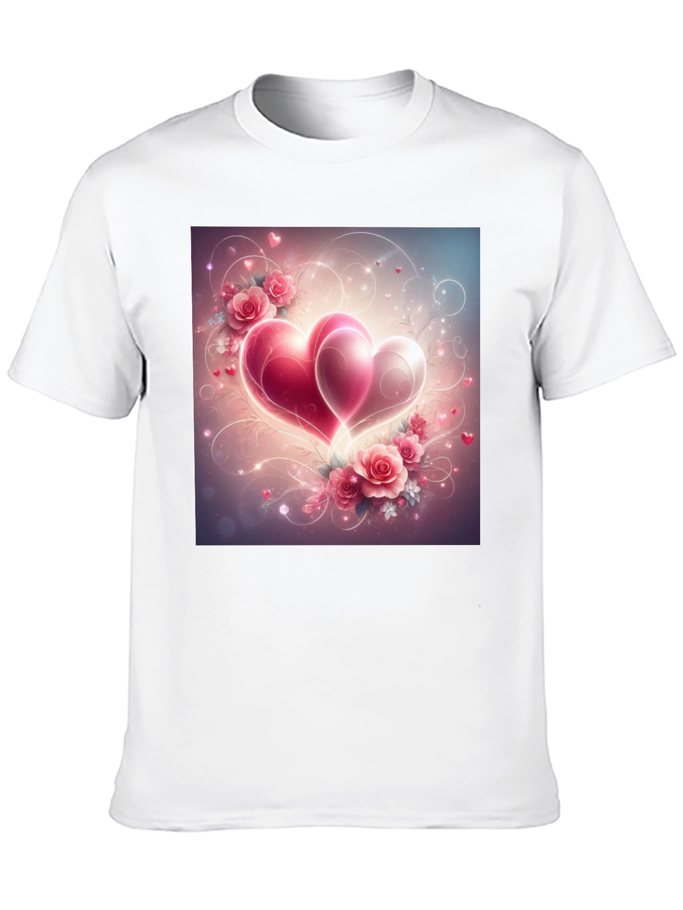 Romantic Hearts & Roses Graphic Tee - Black