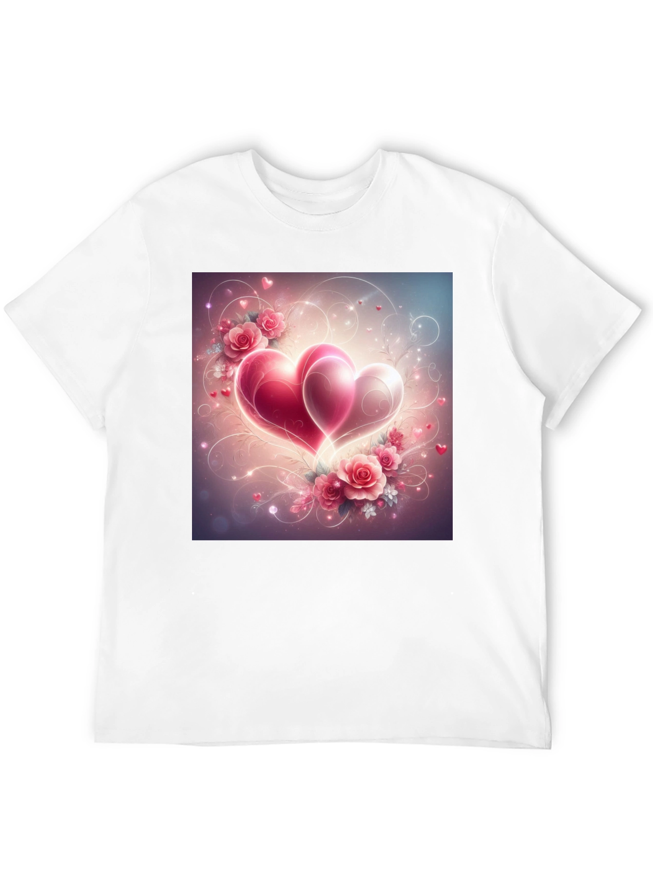Romantic Hearts & Roses Graphic Tee - Black