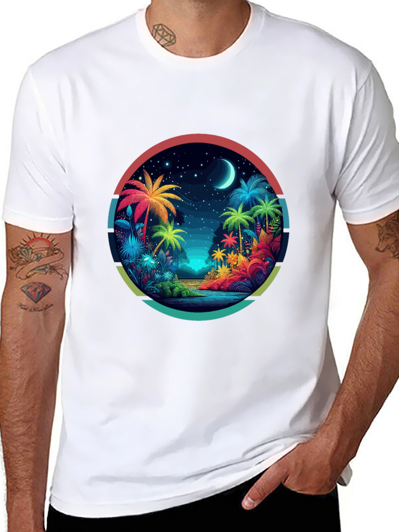 Tropical Palms Graphic Tee - Island Vibes