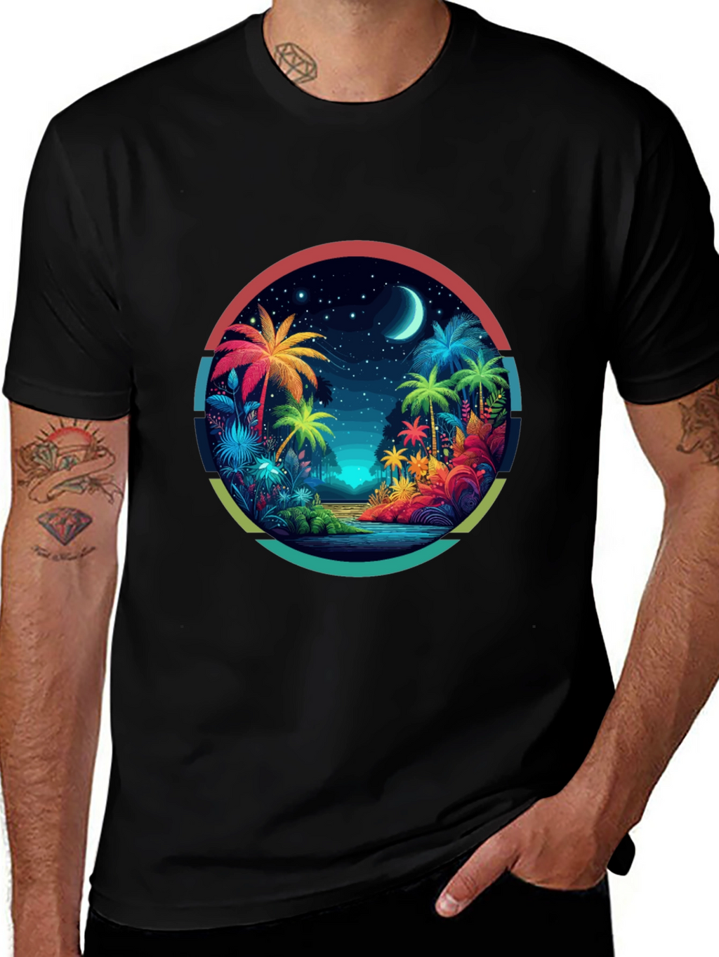 Tropical Palms Graphic Tee - Island Vibes