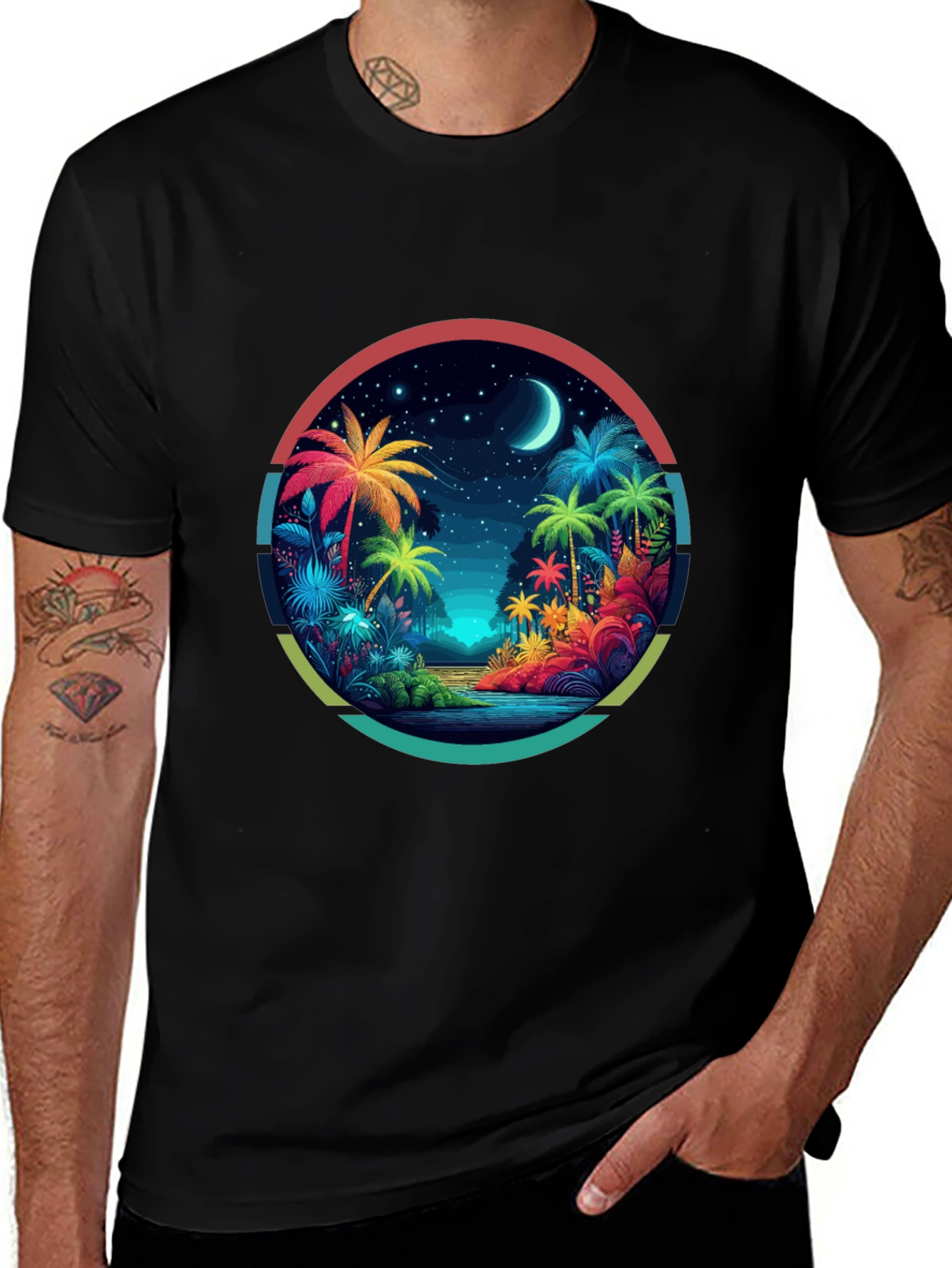 Tropical Palms Graphic Tee - Island Vibes