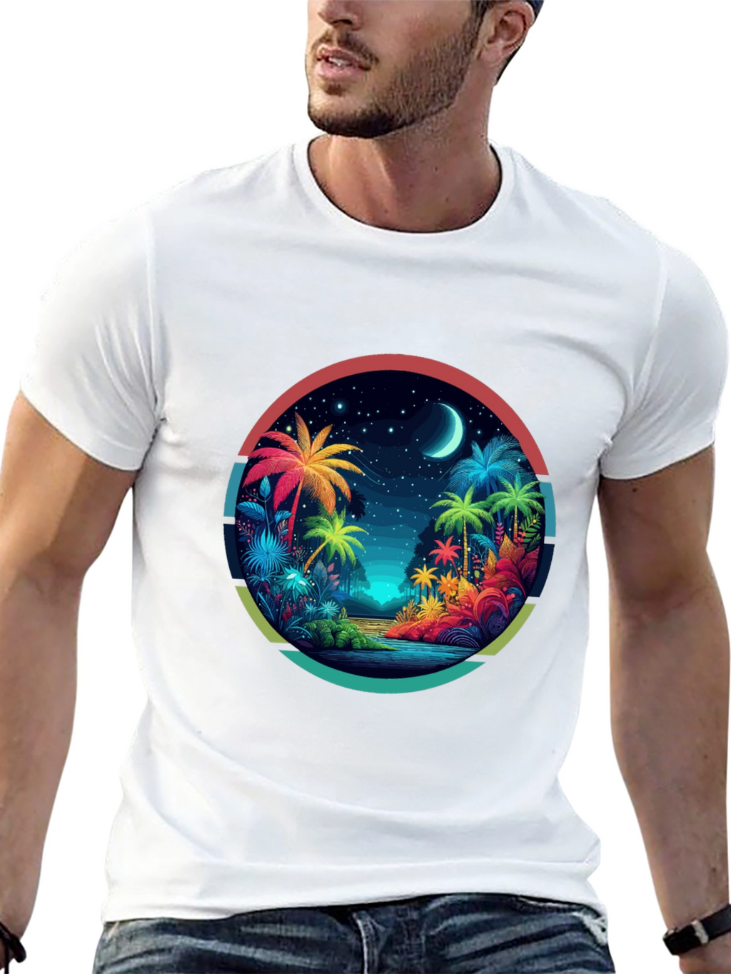 Tropical Palms Graphic Tee - Island Vibes