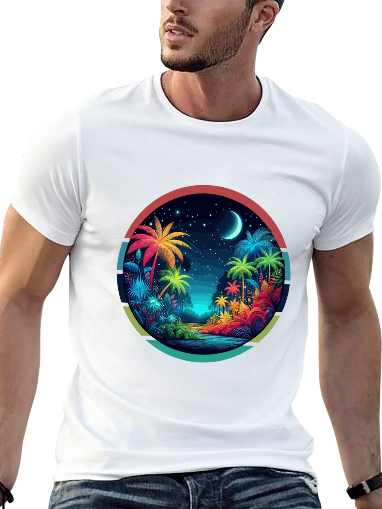 Tropical Palms Graphic Tee - Island Vibes