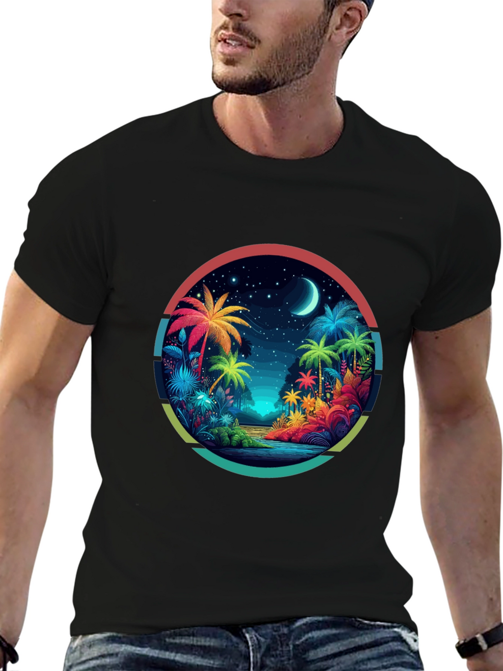 Tropical Palms Graphic Tee - Island Vibes
