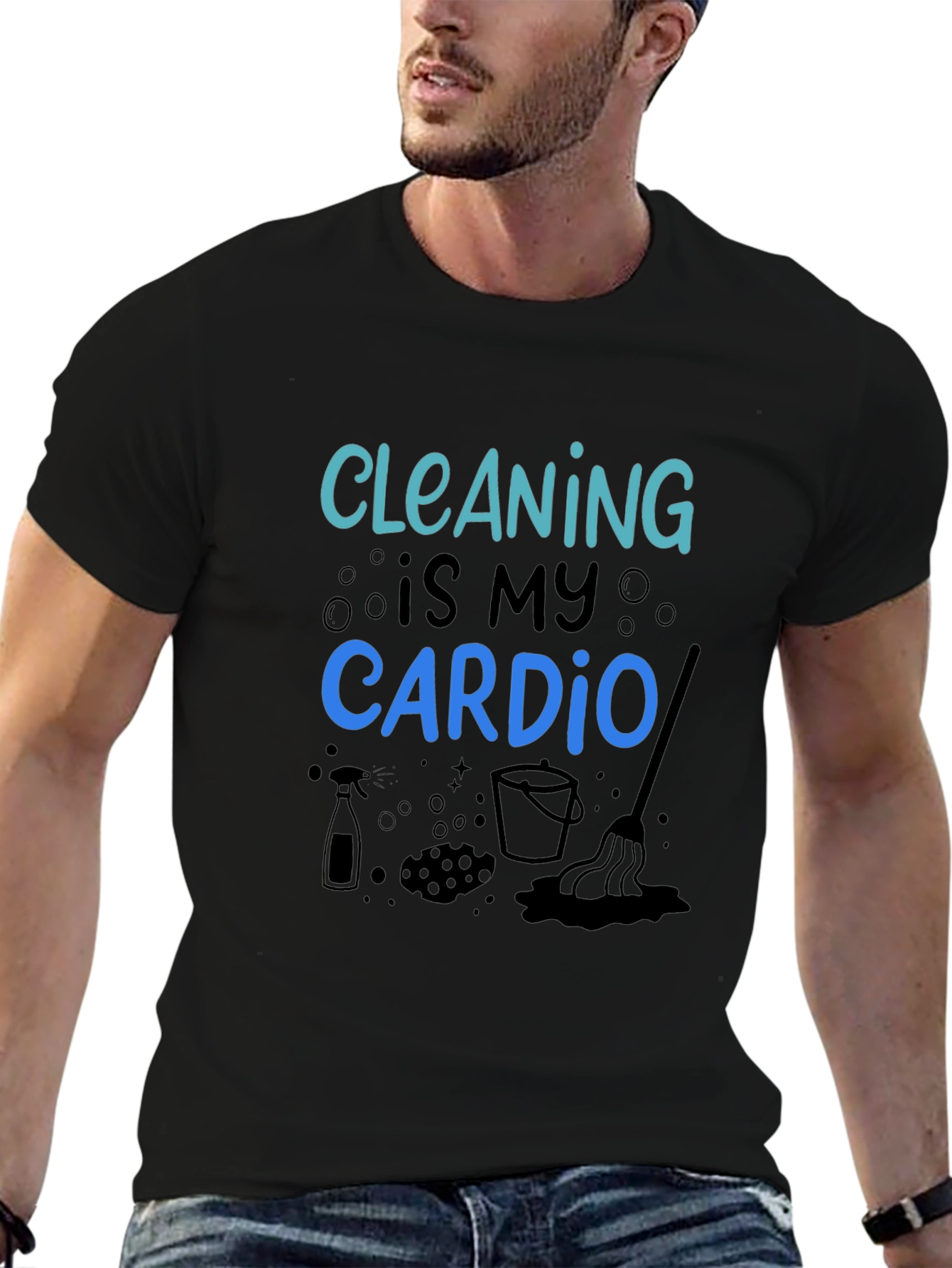 Cleaning is My Cardio Black Graphic Tee