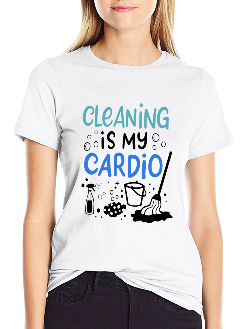 Cleaning is My Cardio Black Graphic Tee