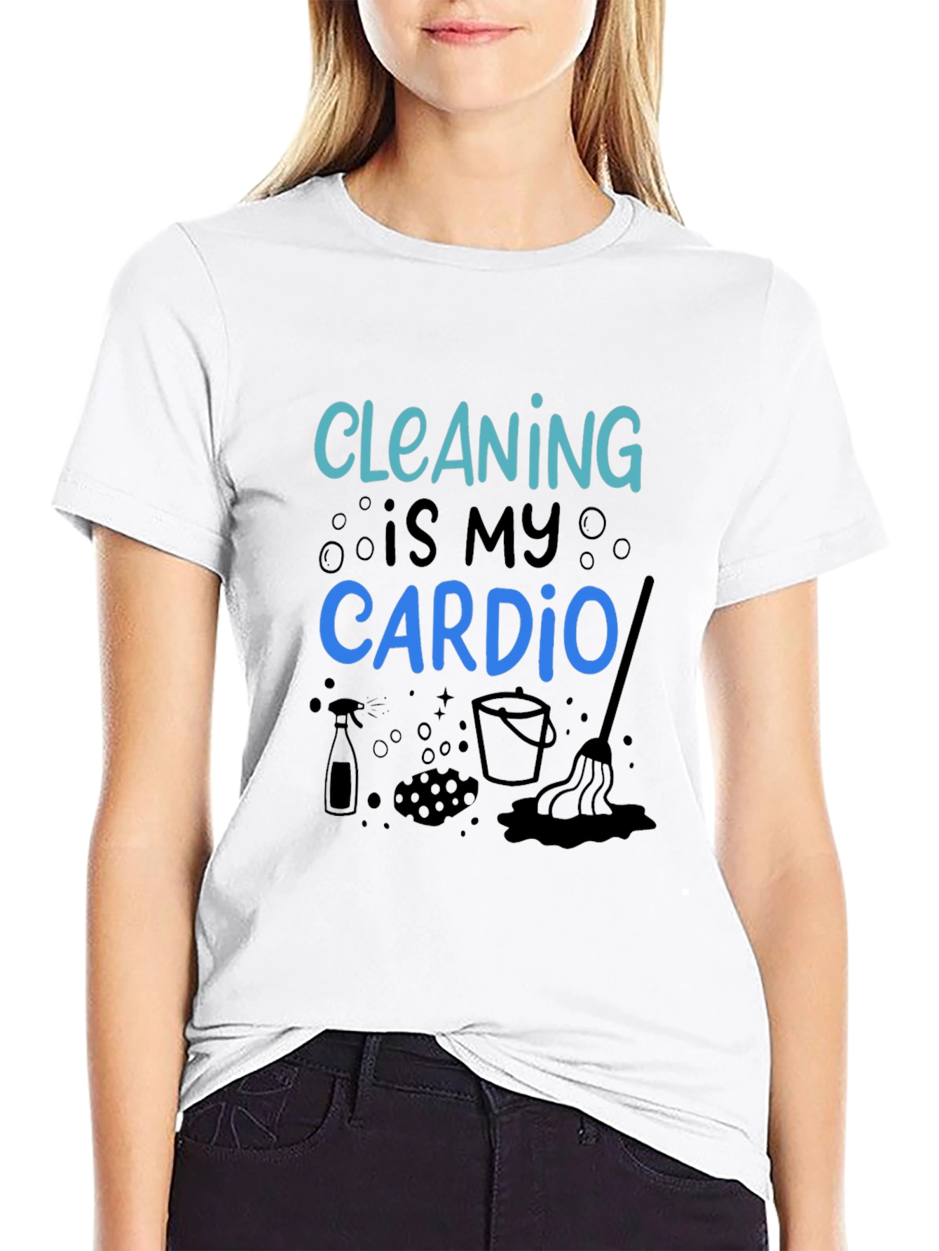 Cleaning is My Cardio Black Graphic Tee