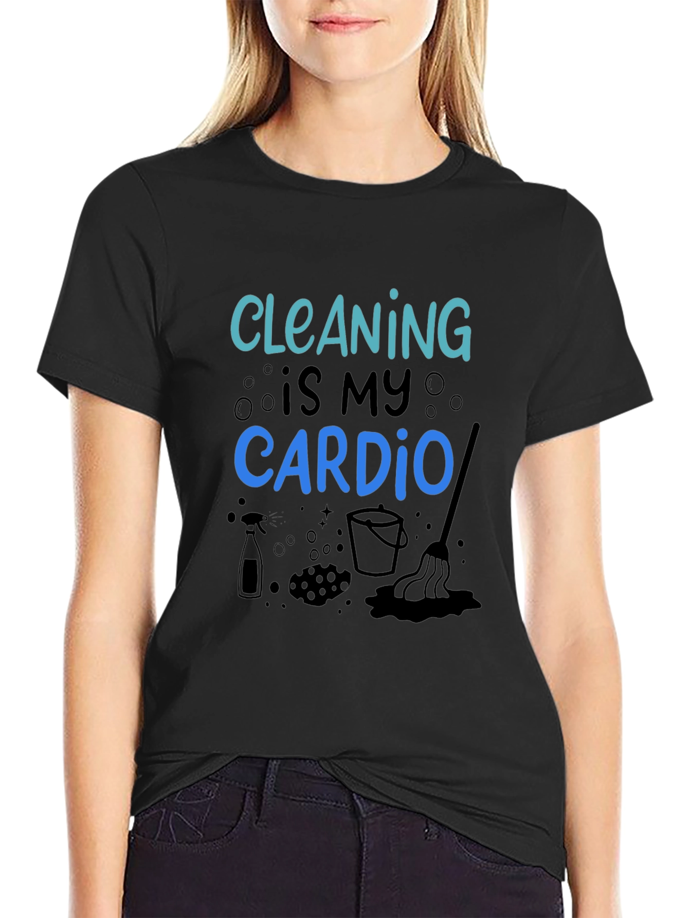 Cleaning is My Cardio Black Graphic Tee