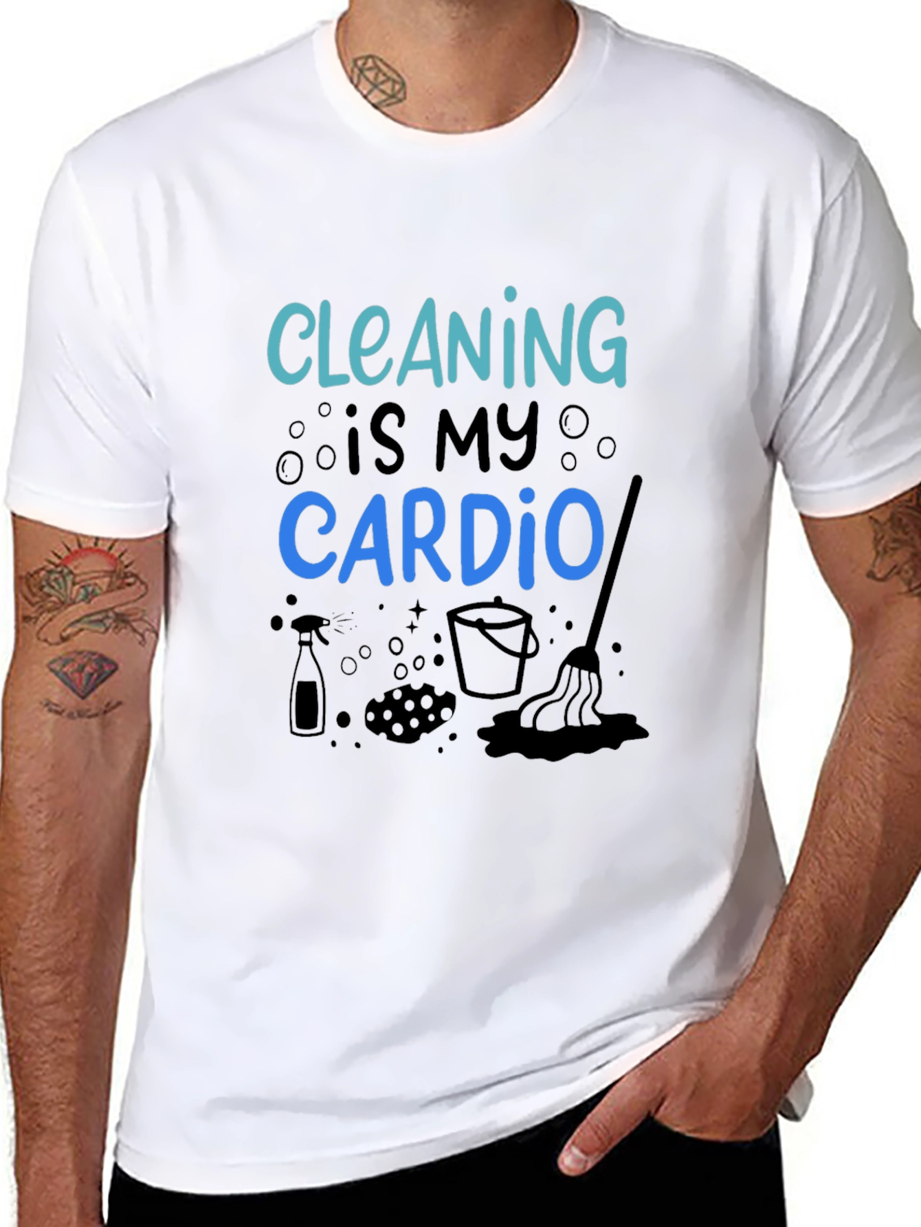 Cleaning is My Cardio Black Graphic Tee