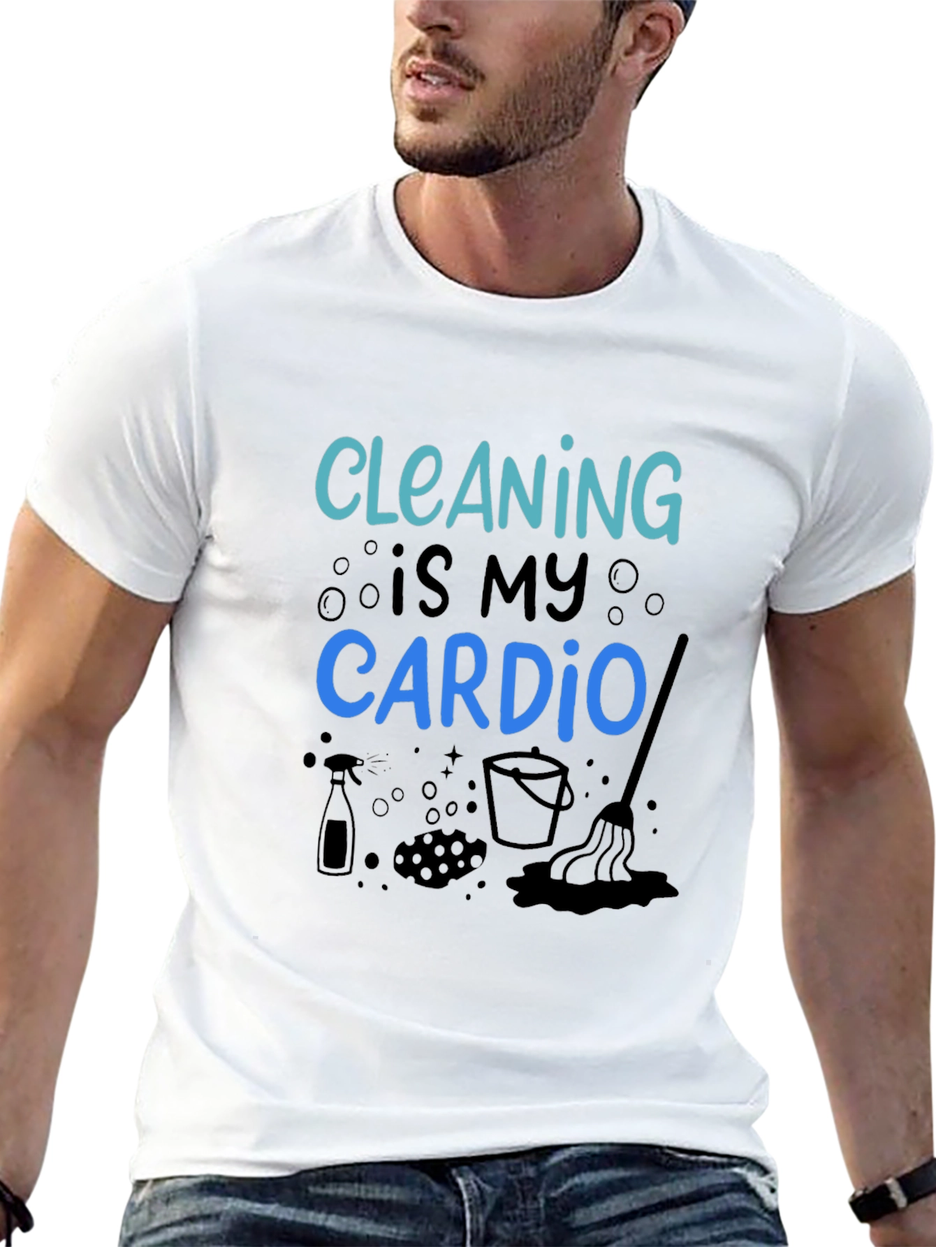 Cleaning is My Cardio Black Graphic Tee