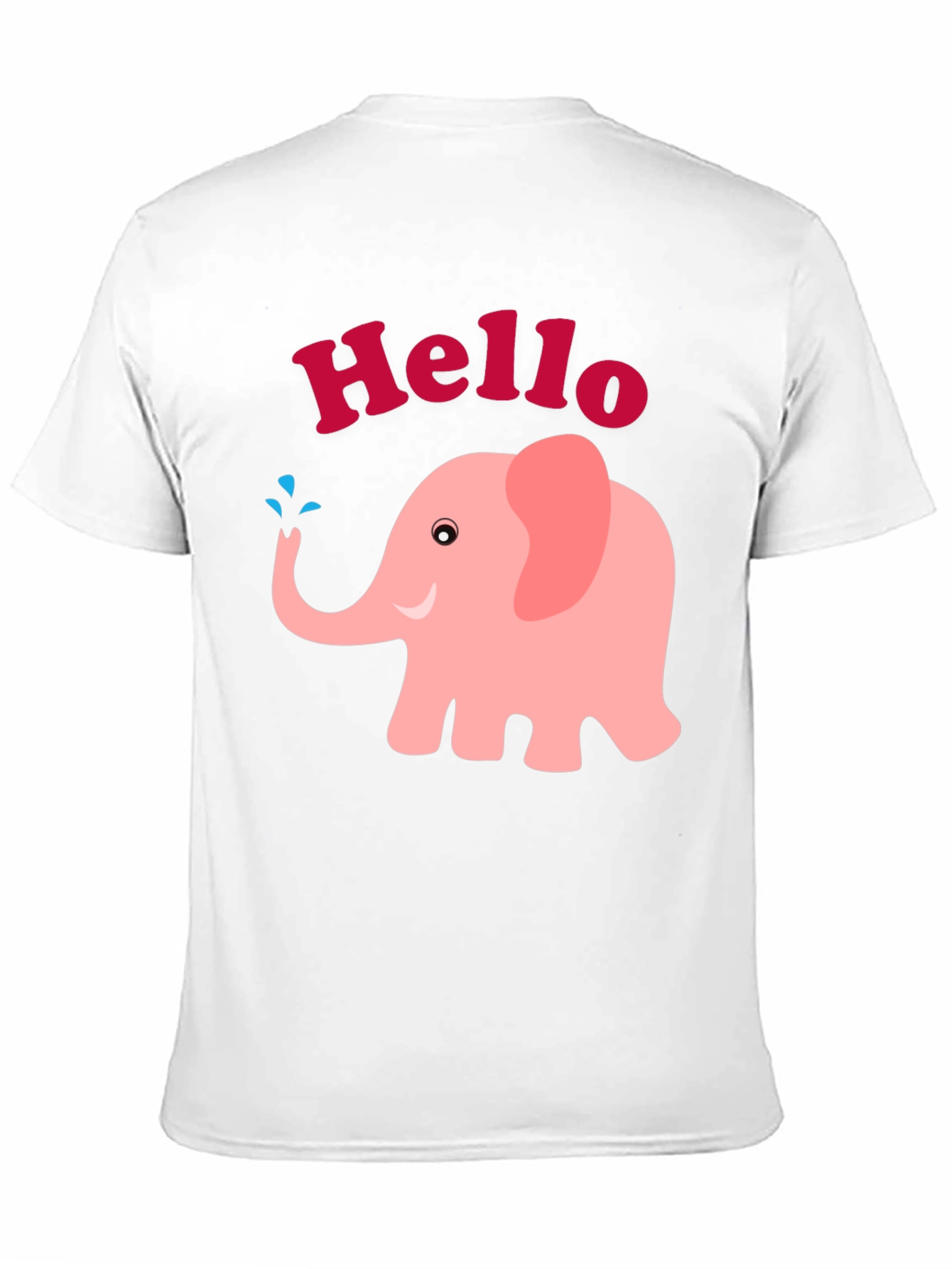 Cute Pink Elephant Hello Graphic Tee