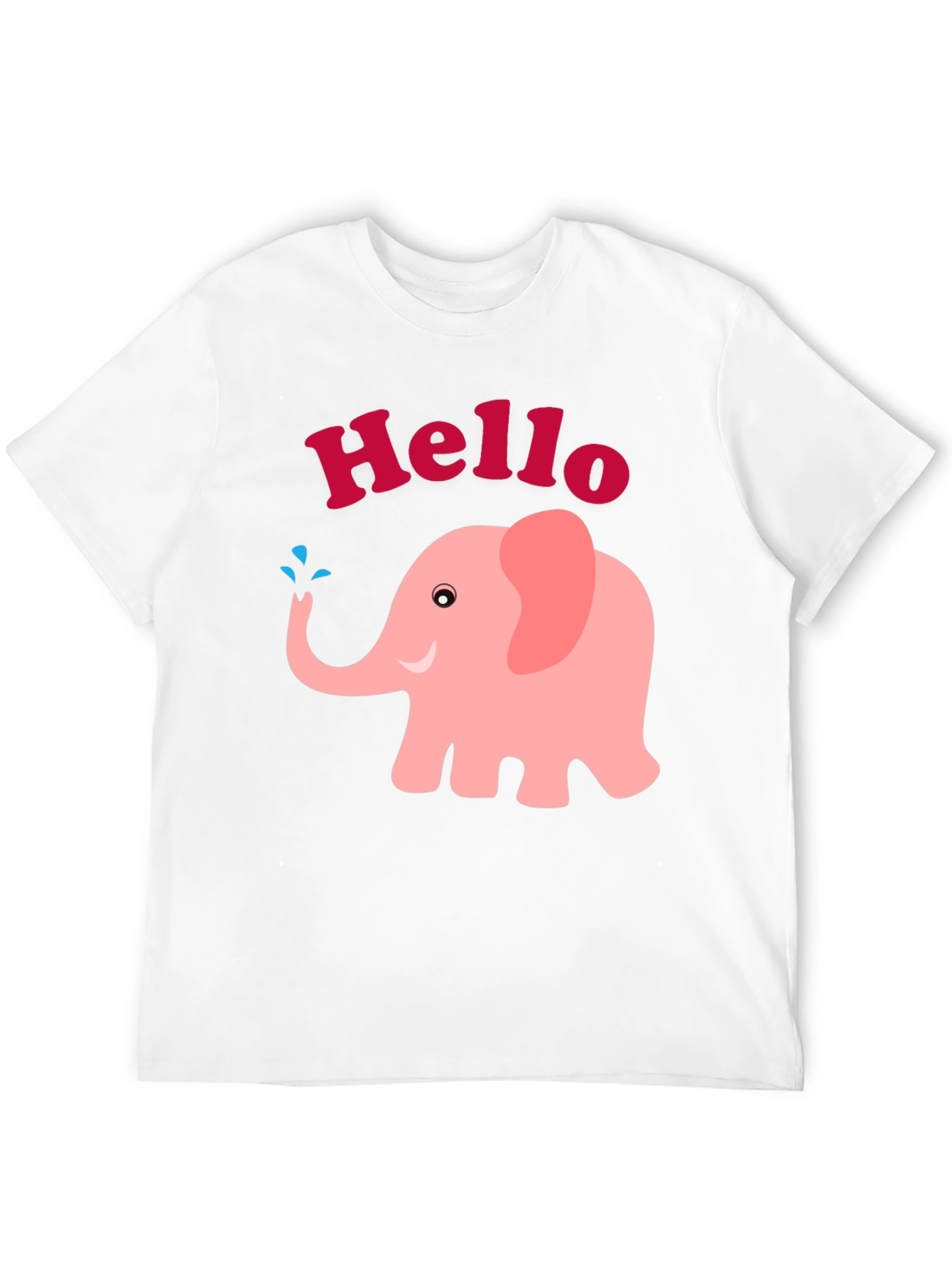 Cute Pink Elephant Hello Graphic Tee
