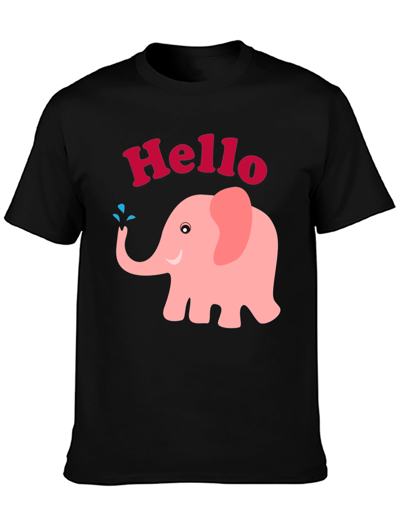 Cute Pink Elephant Hello Graphic Tee