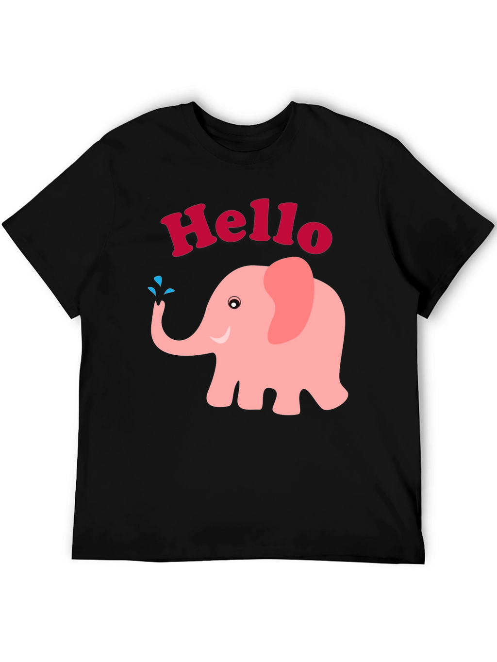 Cute Pink Elephant Hello Graphic Tee