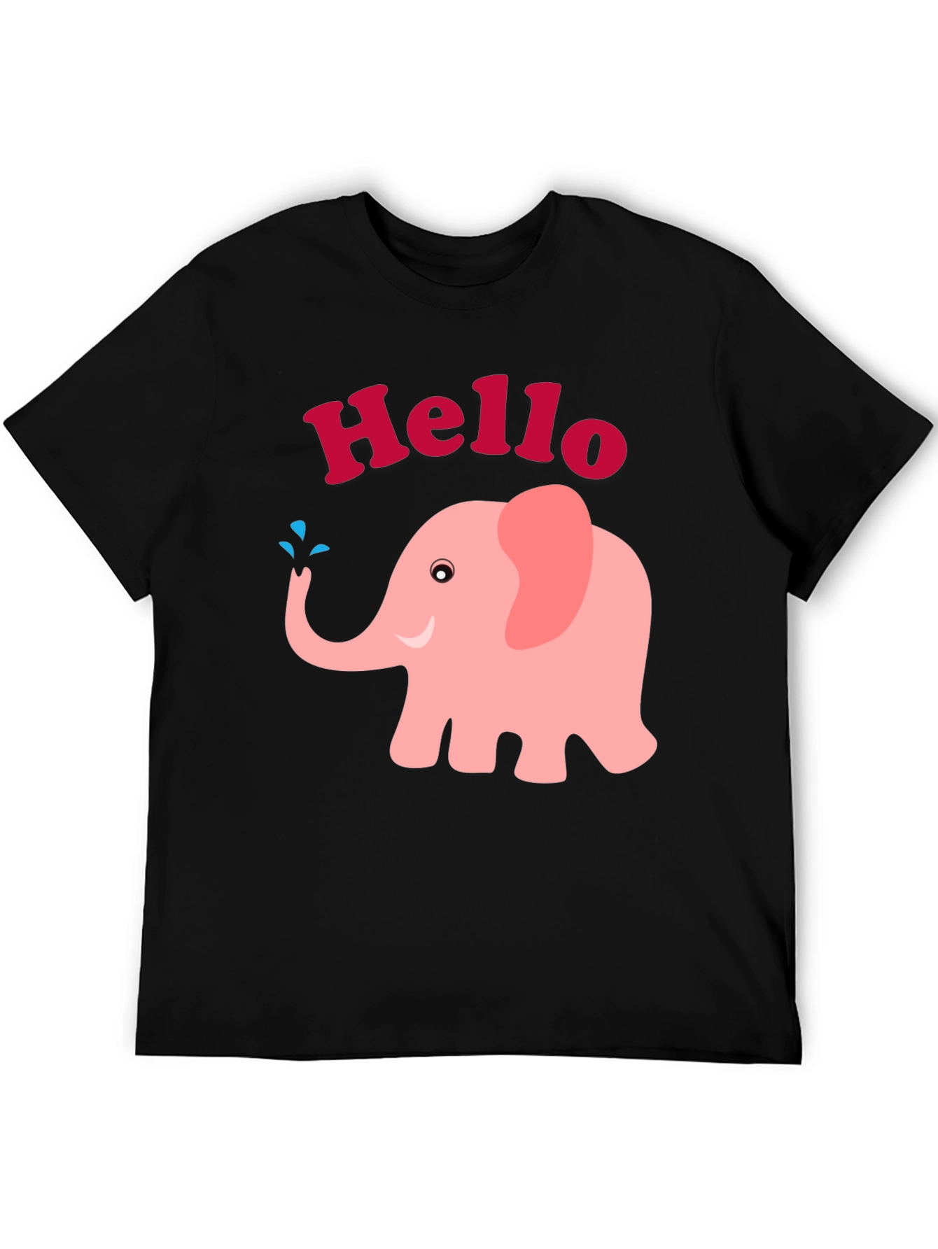 Cute Pink Elephant Hello Graphic Tee