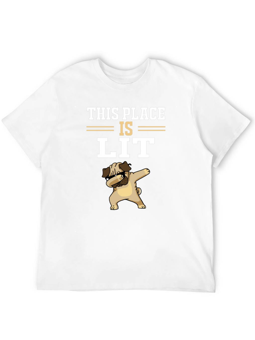 This Place Is Lit Pug T-Shirt – Funny Dab Dog Graphic Tee