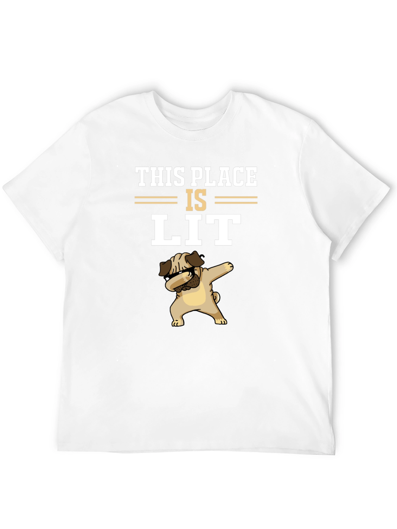This Place Is Lit Pug T-Shirt – Funny Dab Dog Graphic Tee