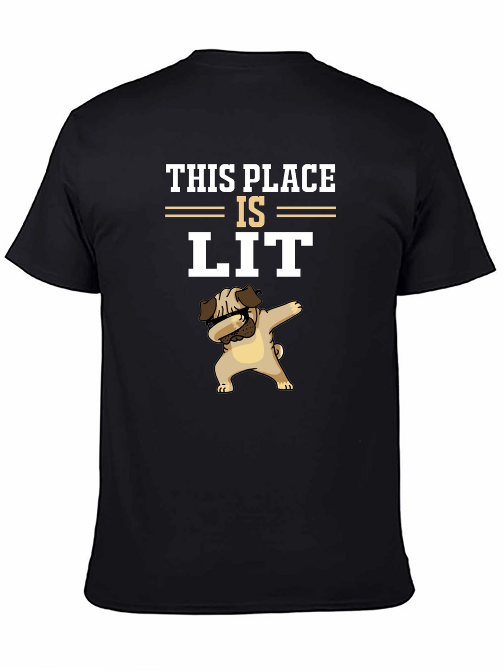 This Place Is Lit Pug T-Shirt – Funny Dab Dog Graphic Tee