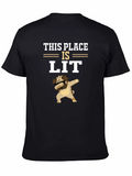 This Place Is Lit Pug T-Shirt – Funny Dab Dog Graphic Tee