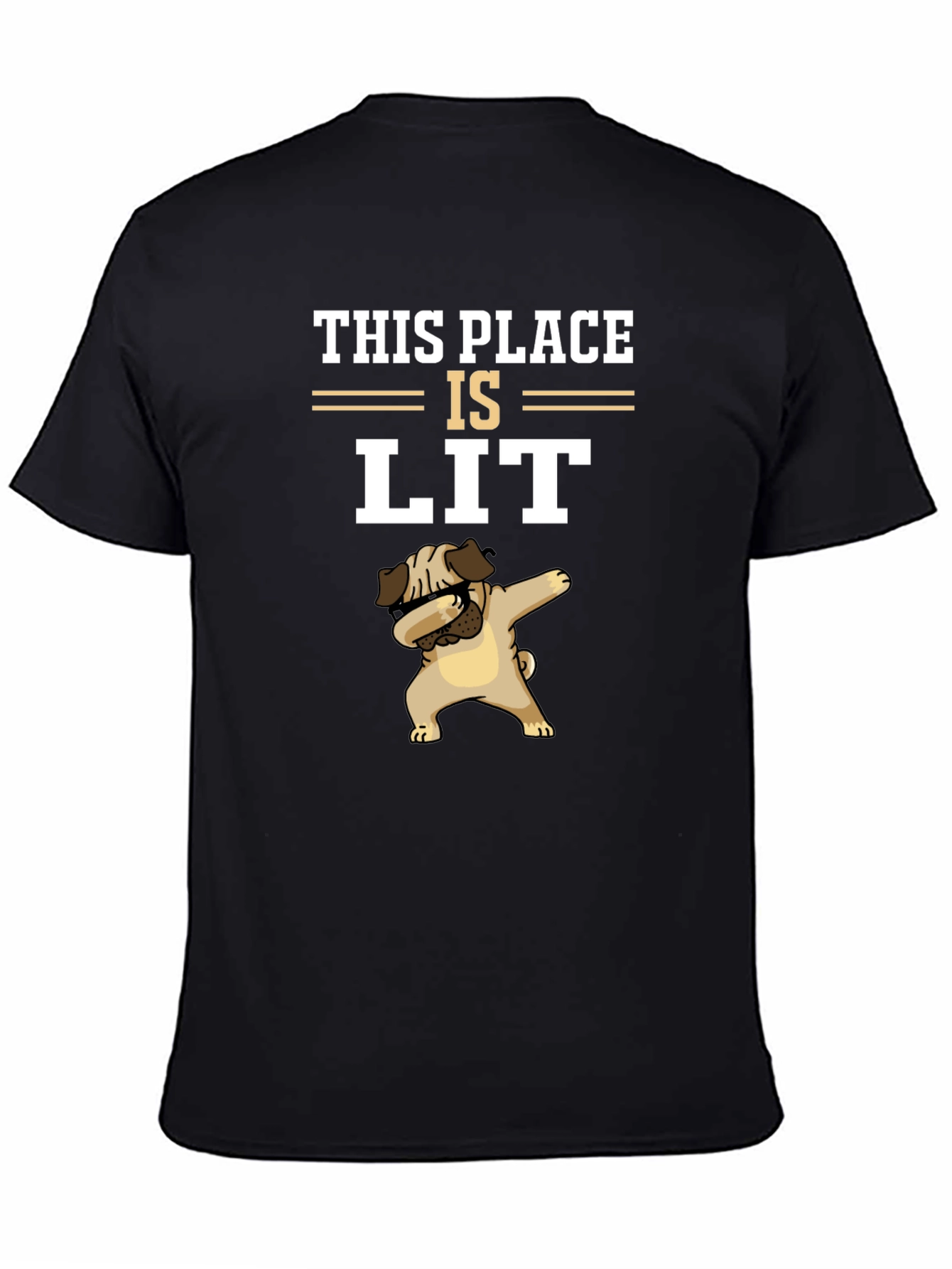 This Place Is Lit Pug T-Shirt – Funny Dab Dog Graphic Tee