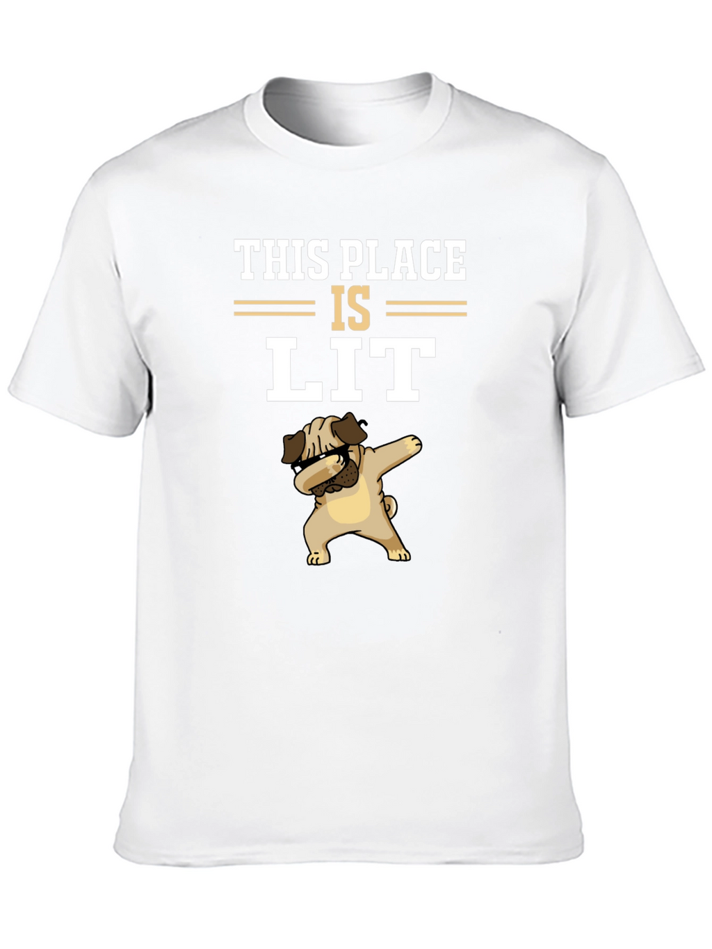 This Place Is Lit Pug T-Shirt – Funny Dab Dog Graphic Tee