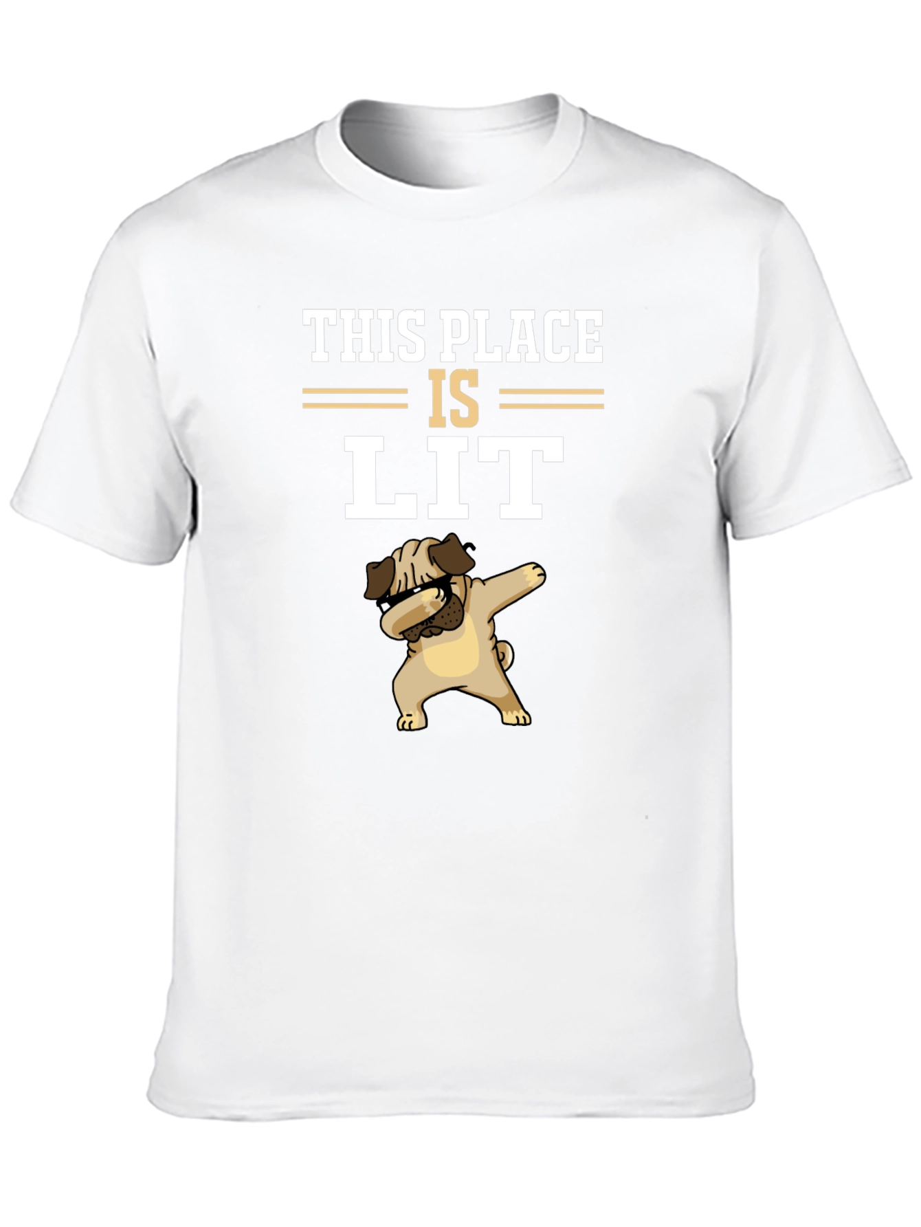 This Place Is Lit Pug T-Shirt – Funny Dab Dog Graphic Tee
