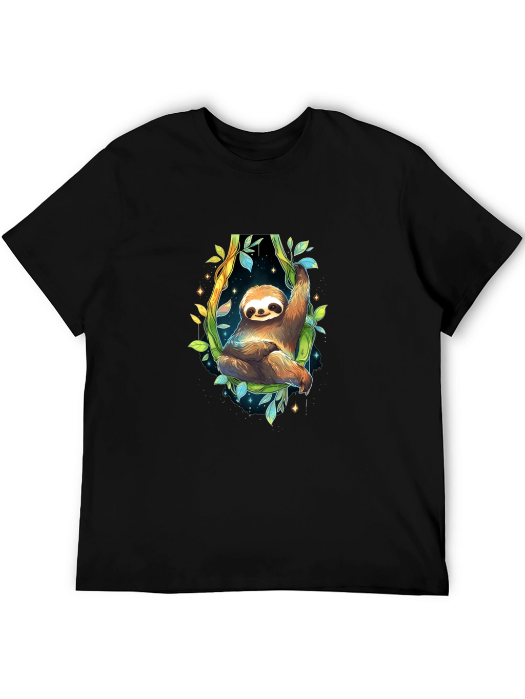 Sloth Graphic Black Tee - Cute Animal Design
