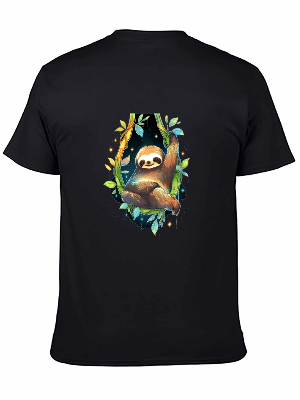 Sloth Graphic Black Tee - Cute Animal Design