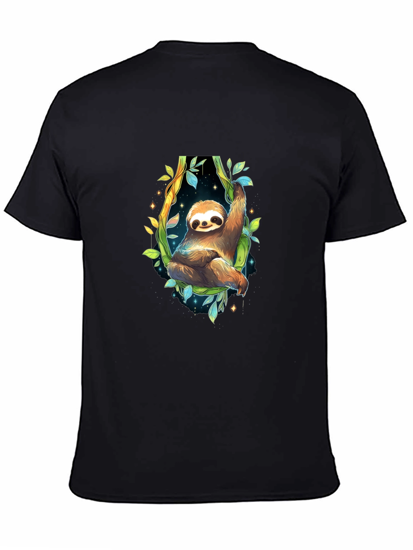 Sloth Graphic Black Tee - Cute Animal Design