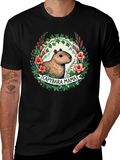 Capybara Mama T-Shirt - Floral Design