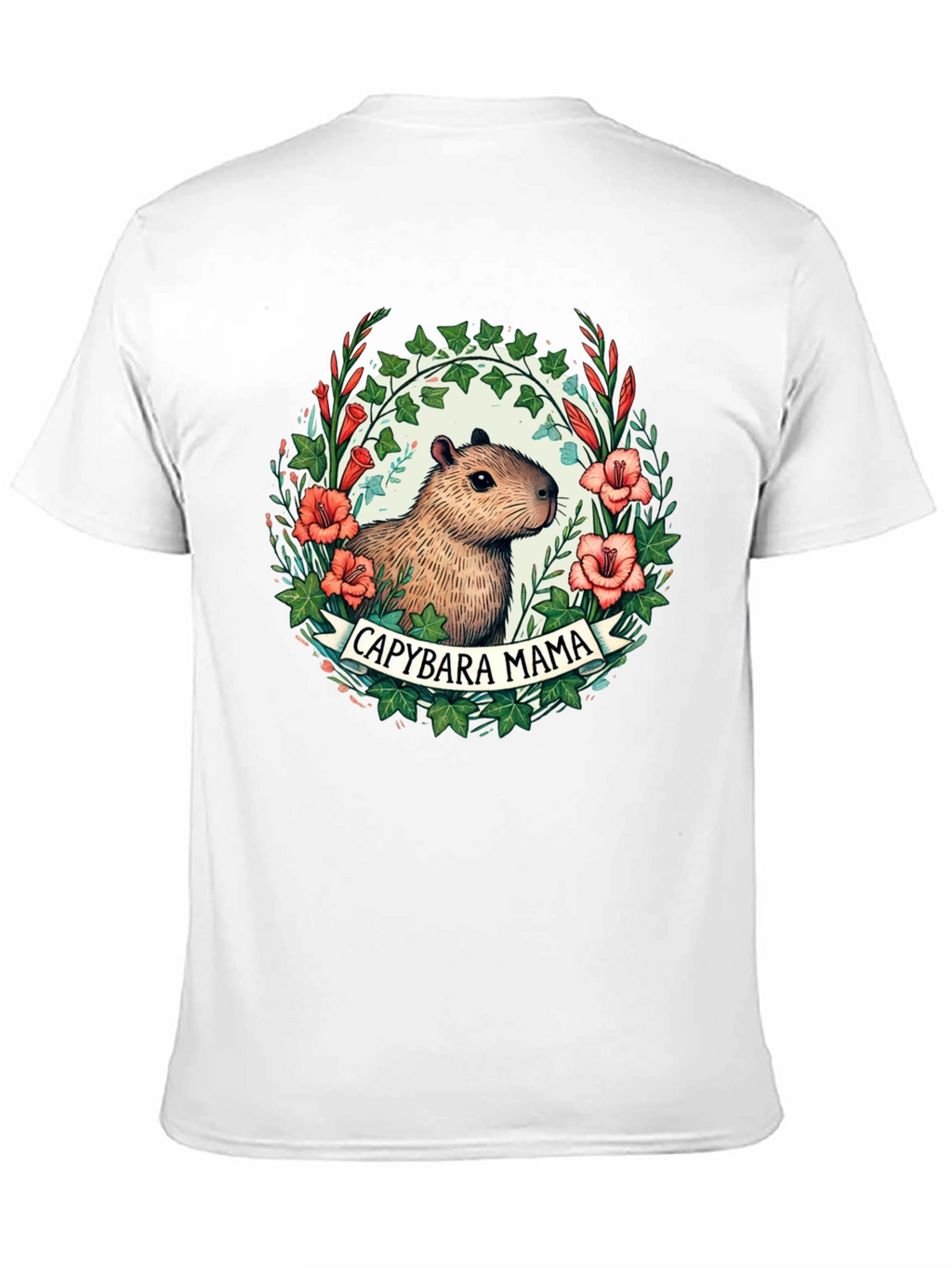 Capybara Mama T-Shirt - Floral Design