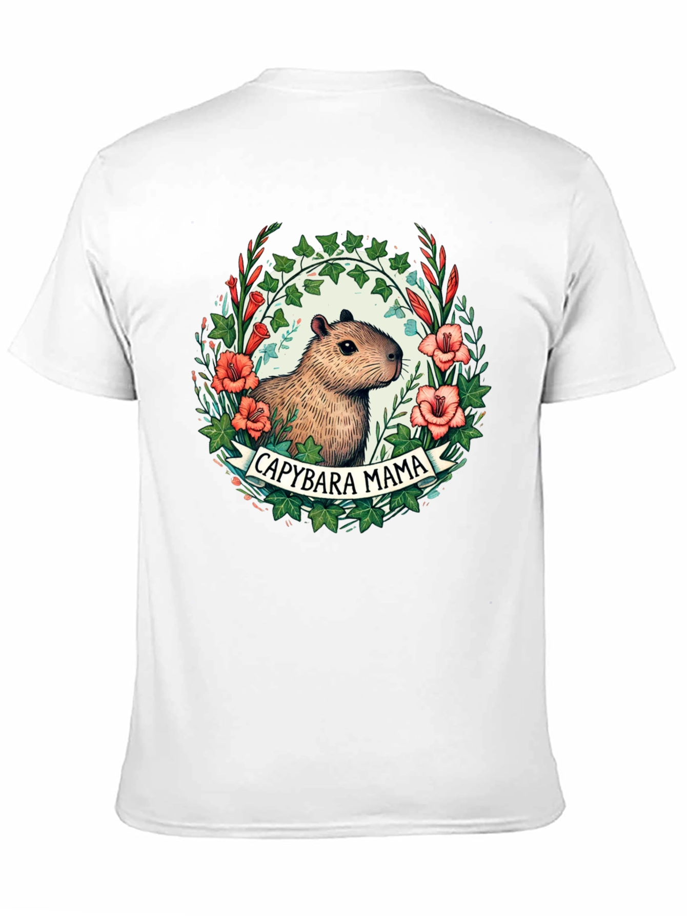 Capybara Mama T-Shirt - Floral Design