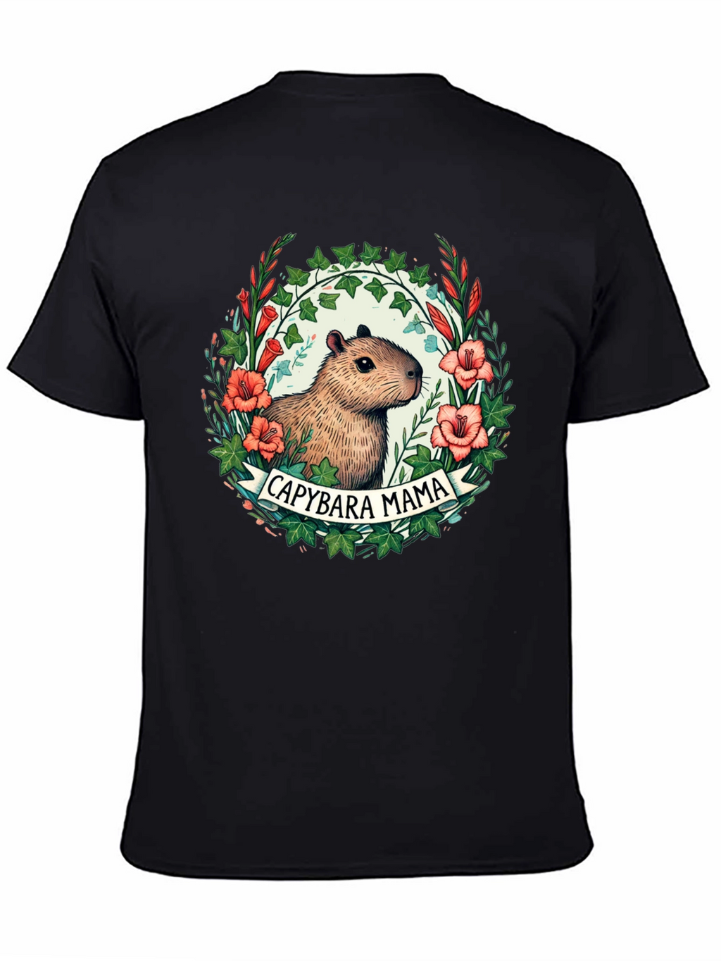 Capybara Mama T-Shirt - Floral Design