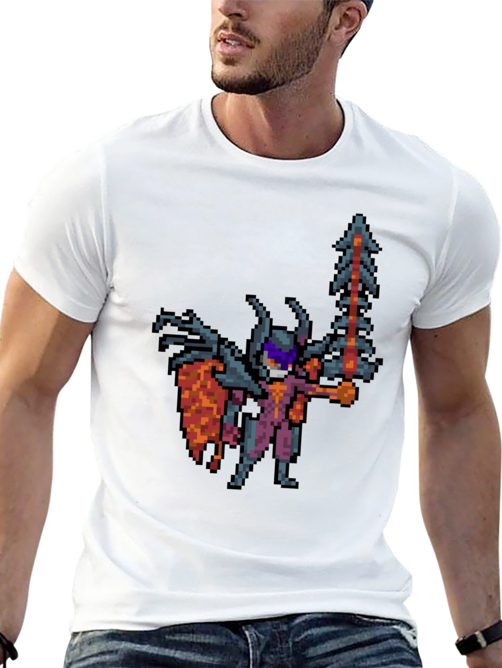 Pixel Art Warrior Black T-Shirt - Gaming Style