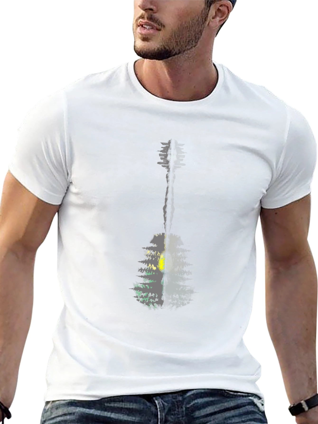 Guitar Nature T-Shirt - Mens Black Graphic Tee