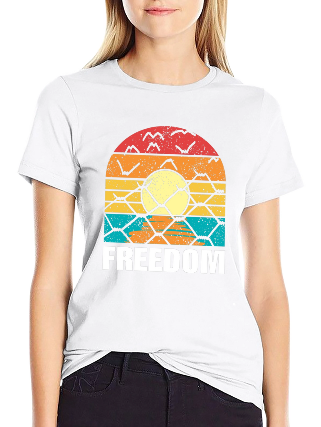Freedom Graphic T-Shirt - Retro Sunset Design