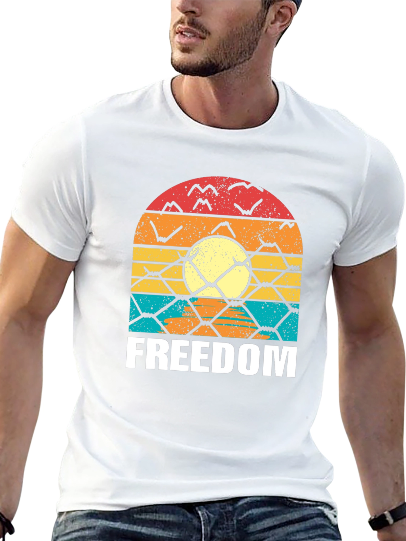 Freedom Graphic T-Shirt - Retro Sunset Design