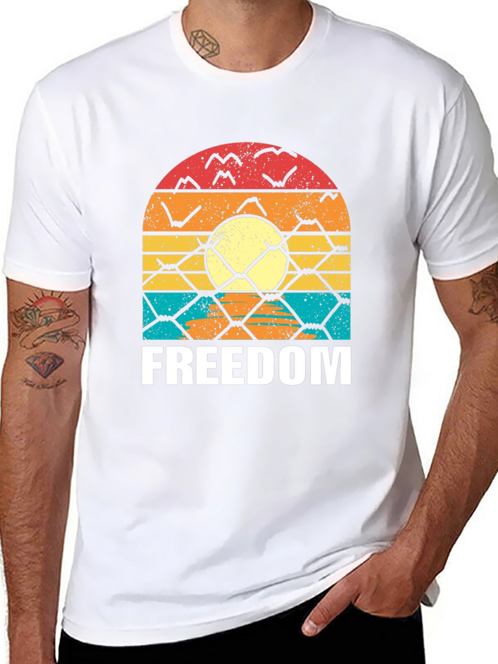Freedom Graphic T-Shirt - Retro Sunset Design