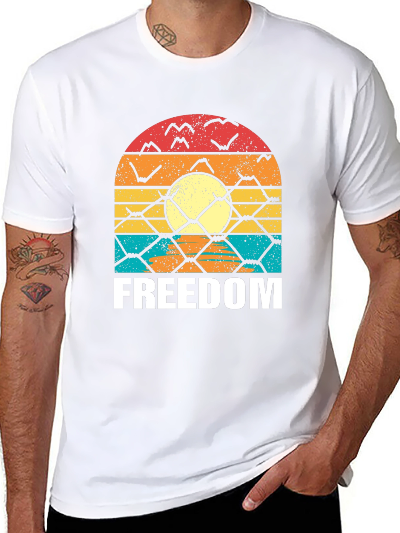 Freedom Graphic T-Shirt - Retro Sunset Design