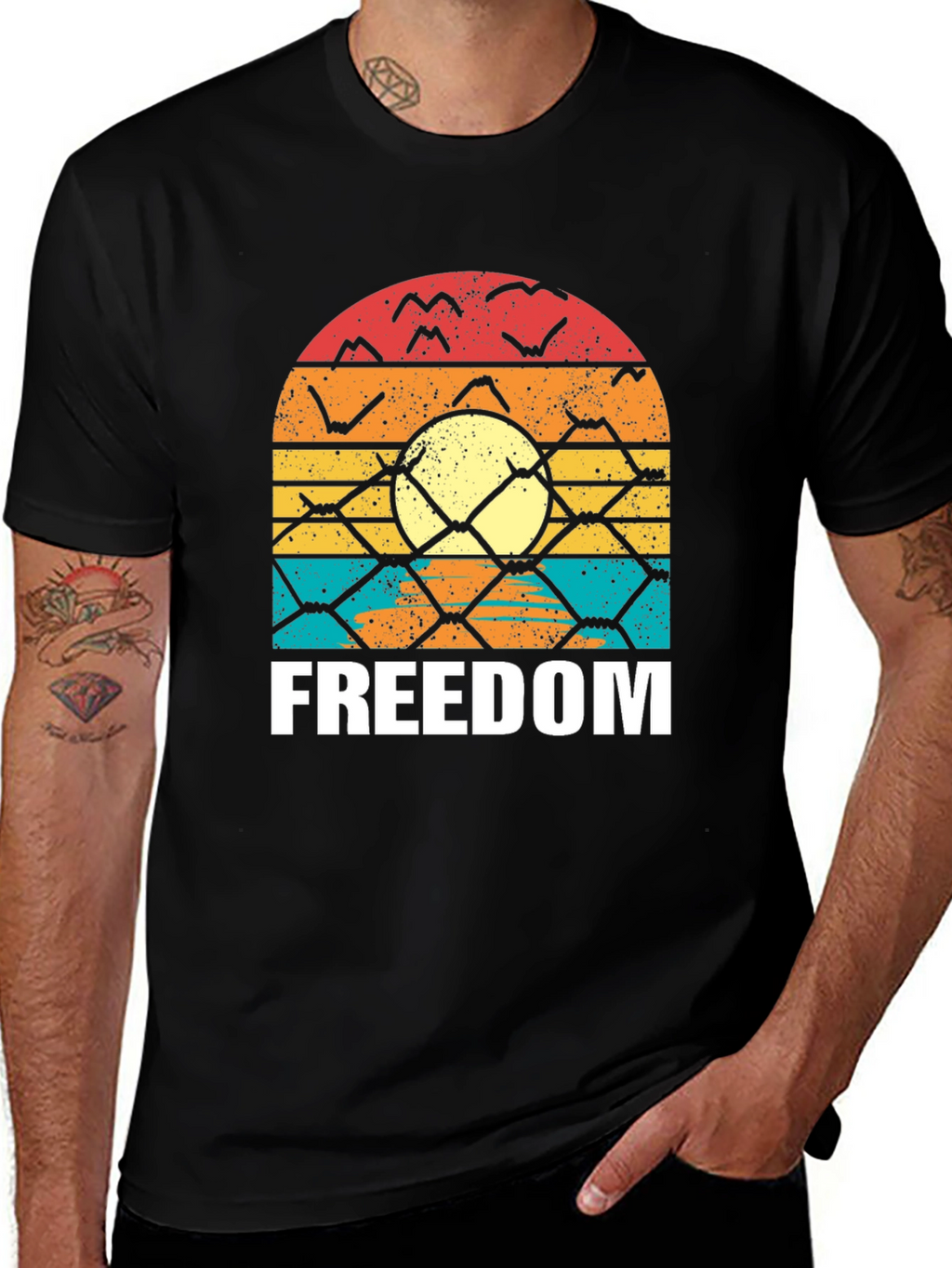 Freedom Graphic T-Shirt - Retro Sunset Design