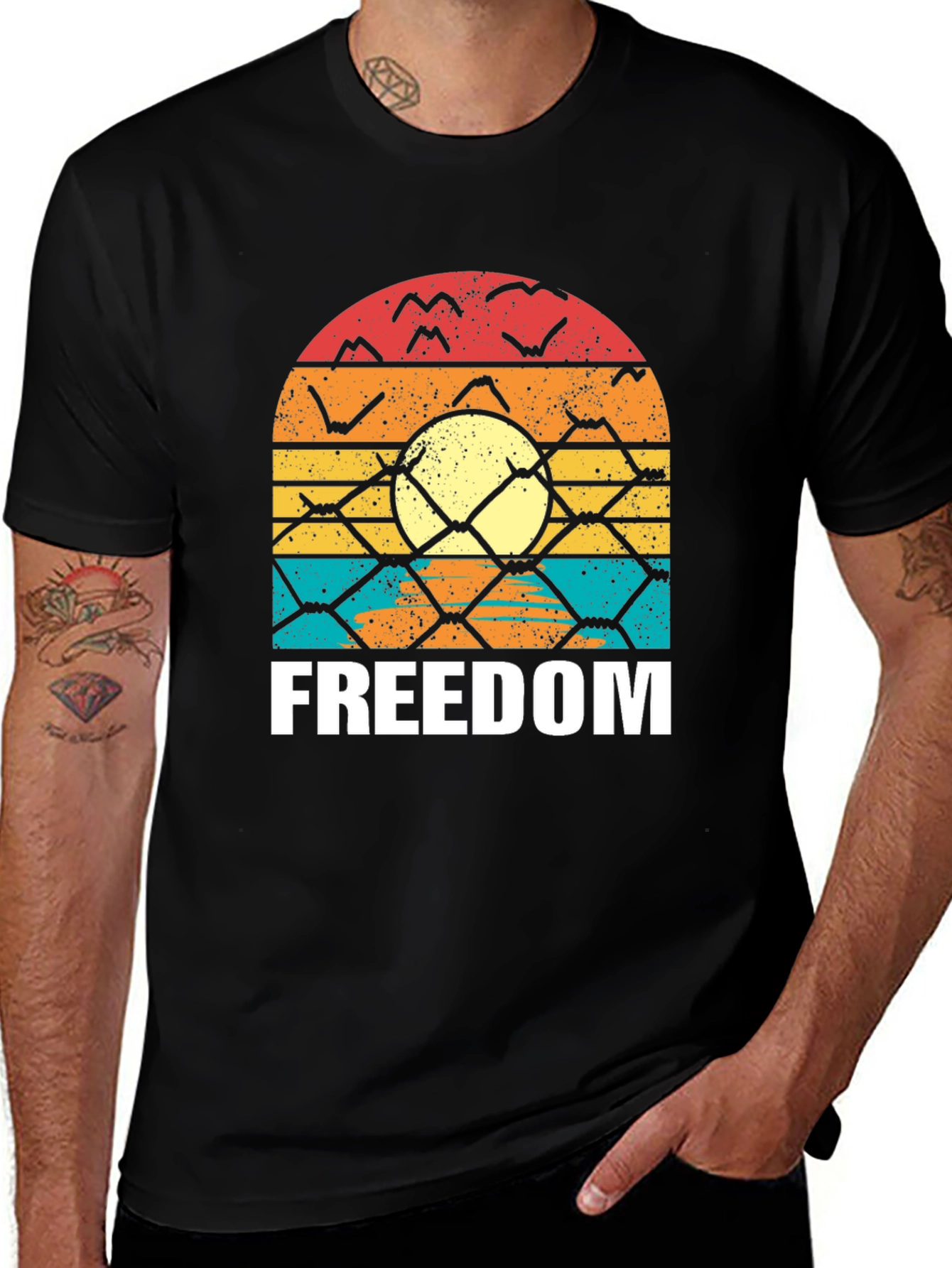 Freedom Graphic T-Shirt - Retro Sunset Design