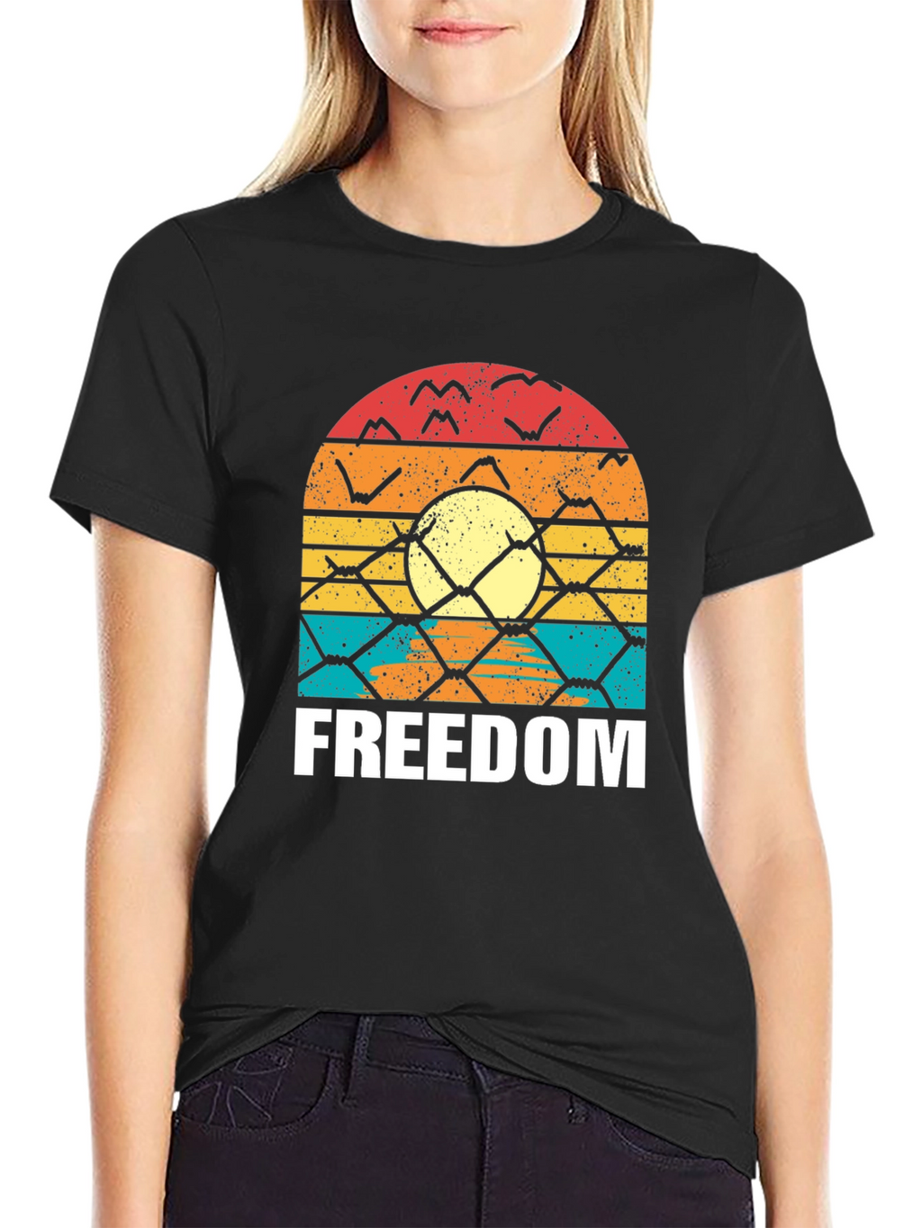 Freedom Graphic T-Shirt - Retro Sunset Design
