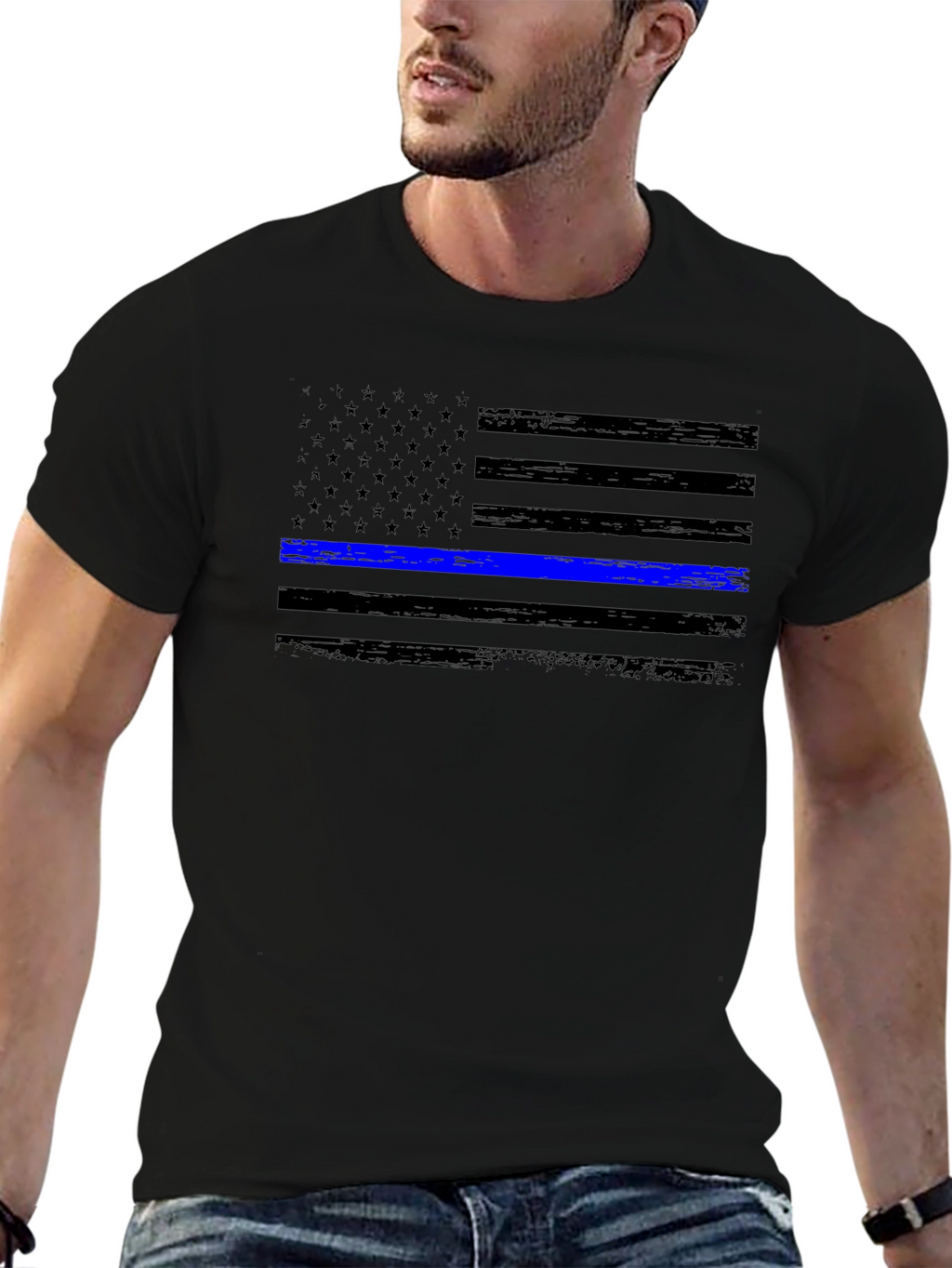 Thin Blue Line Flag Graphic Tee