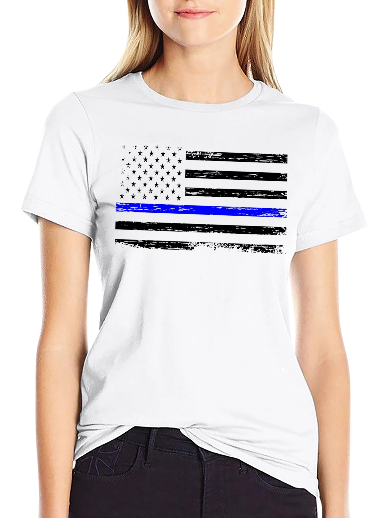 Thin Blue Line Flag Graphic Tee