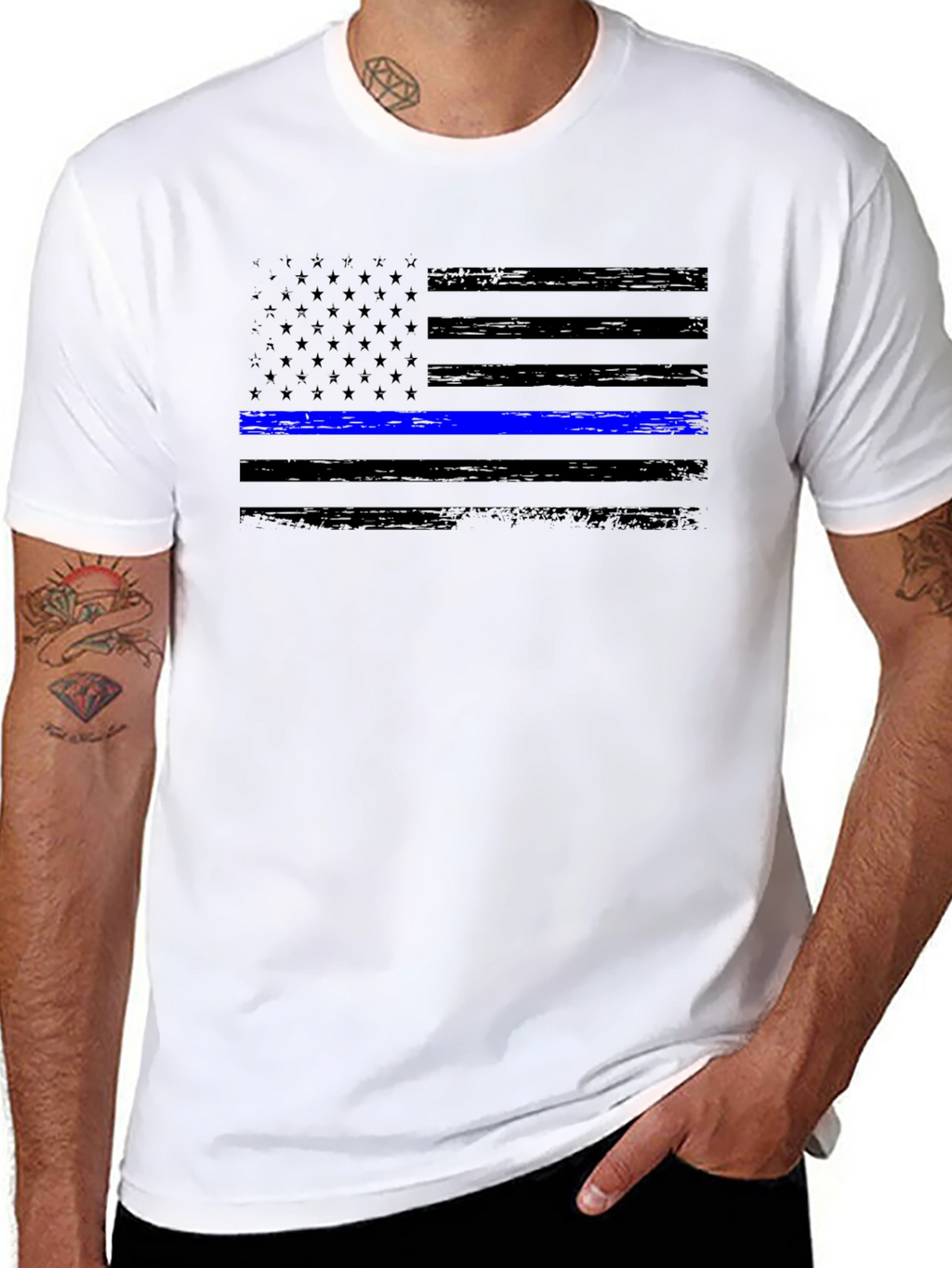 Thin Blue Line Flag Graphic Tee