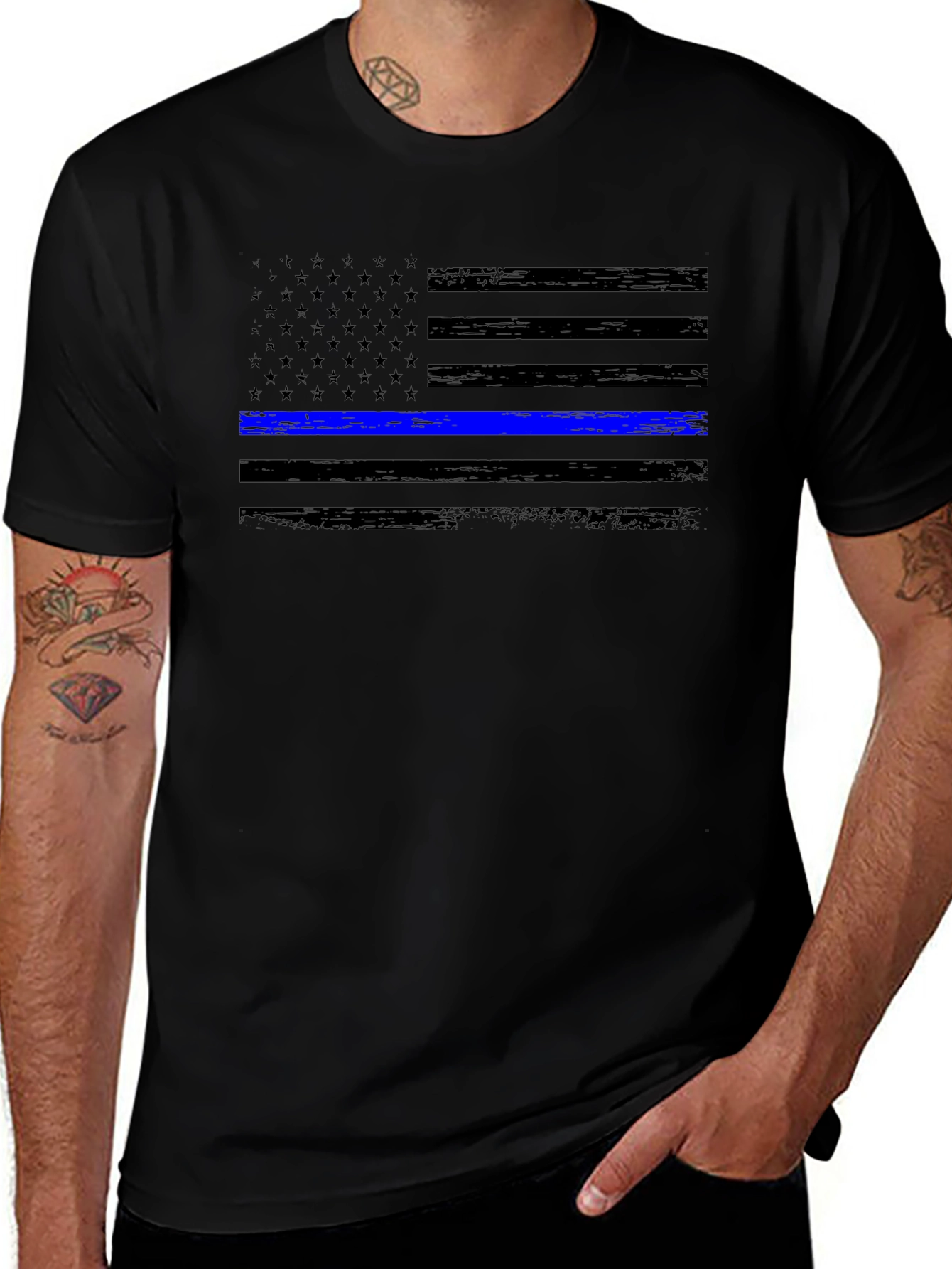 Thin Blue Line Flag Graphic Tee