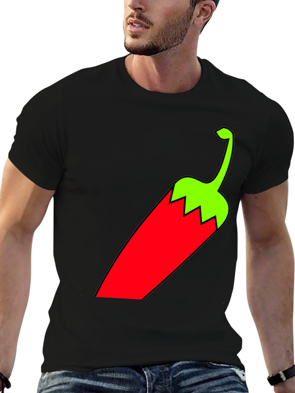 Chili Pepper Graphic Tee - Bold Black T-Shirt