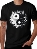 Yin Yang Cat Graphic T-Shirt - Balance & Style