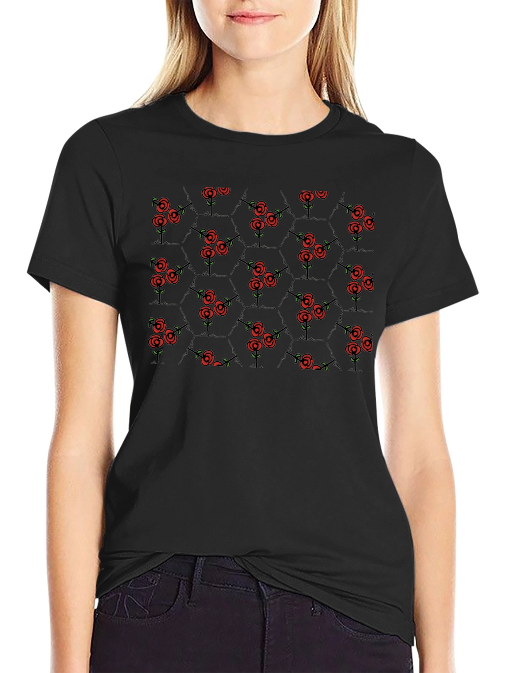 Rose Garden Hexagon Black Tee