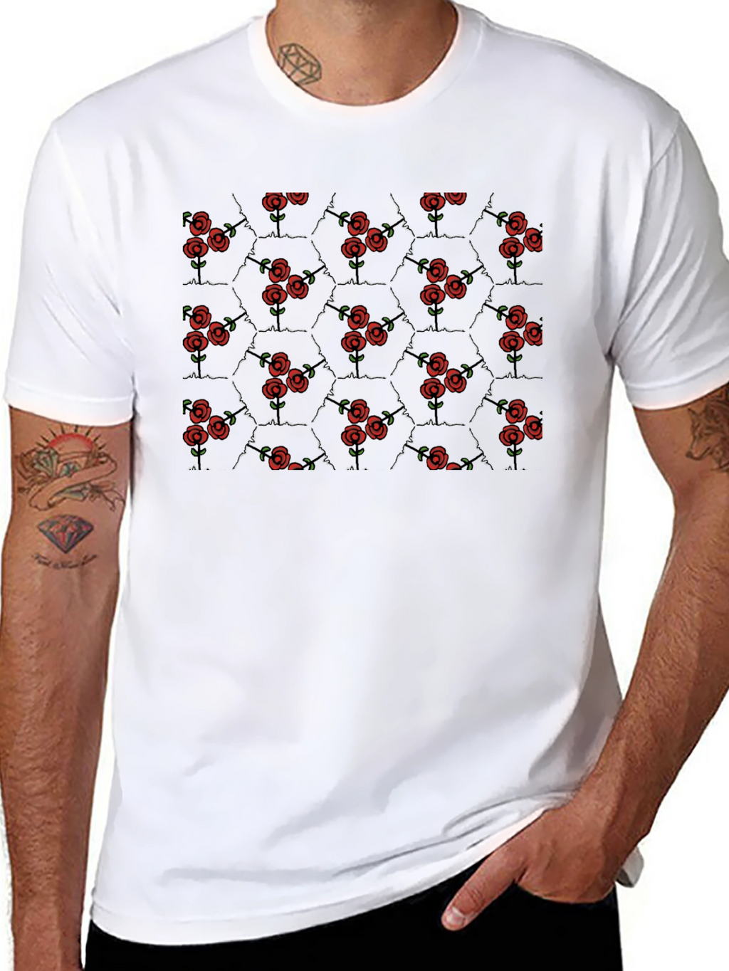 Rose Garden Hexagon Black Tee